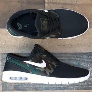 nike sb janoski air max black & camo mesh skate shoes